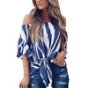 Plus Size Women Tops and Blouse 2022 Summer Top Female Striped Slash Neck Off Shoulder Chiffon Blouses Ladies Casual Loose Shirt