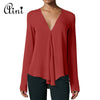 Plus Size Women Tops and Blouses 2022 Elegant Long Sleeve Solid V-neck Chiffon Blouse Female Casual Loose Shirts Blouse Tops