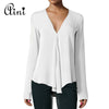 Plus Size Women Tops and Blouses 2022 Elegant Long Sleeve Solid V-neck Chiffon Blouse Female Casual Loose Shirts Blouse Tops
