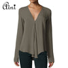Plus Size Women Tops and Blouses 2022 Elegant Long Sleeve Solid V-neck Chiffon Blouse Female Casual Loose Shirts Blouse Tops