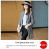Plus Size Women's Blazer  Plaid Long Slim Ladies Coat 2022 Autumn and Winter Elegant Office Windbreaker Women