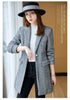 Plus Size Women's Blazer  Plaid Long Slim Ladies Coat 2022 Autumn and Winter Elegant Office Windbreaker Women