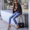 Plus Size Women's Long Sleeve PU Leather Jacket Motor Biker Punk Style Blazers Loose Warm Zipper Jacket 4XL