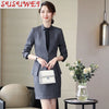Plus Size Women's S-4XL High-quality Women's Suit Skirt 2-piece Business Wear Female Office Long Sleeve Jacket High Waist Skirt