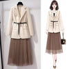 Plus Size Women's Spring And Autumn 2022 Slim Suit Loose Temperament Pleated Skirt Two Piece Set Blazer Jacket