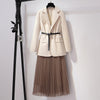 Plus Size Women's Spring And Autumn 2022 Slim Suit Loose Temperament Pleated Skirt Two Piece Set Blazer Jacket