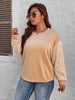 Plus Size Women's Sweater Winter 2023 Grey Lace Ladies Sweaters O Neck Long Sleeve Pullovers Loose Large Size Clothing