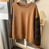 Plus Size Women's Sweater Winter 2023 Grey Lace Ladies Sweaters O Neck Long Sleeve Pullovers Loose Large Size Clothing