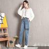 Plus Size XL-8XL Embroidered Jeans Denim Women Cropped Pants Embroidered Loose design Casual High Waist Harem Pants Dropship