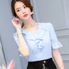 Plus Size XXL Women Summer Chiffon Blouse Half Ruffles Sleeve Shirt Ladies Tops Office Lady Blusas Femininas Camisas Mujer