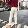 Plus Velvet Warm Jeans Women Winter Korean Loose Straight Thick Wide-leg Pants Female High Waist Beige Denim Pants XS-2XL