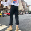 Plus Velvet Warm Jeans Women Winter Korean Loose Straight Thick Wide-leg Pants Female High Waist Beige Denim Pants XS-2XL