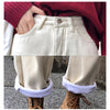 Plus Velvet Warm Jeans Women Winter Korean Loose Straight Thick Wide-leg Pants Female High Waist Beige Denim Pants XS-2XL