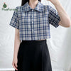 Plus size Two-piece Suit Women's Black Slim Skirt 2022 Summer All-match Shirt Short Plaid Print With Turn-down Collar