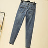 Plus size Women Korean Nine-point Jeans Spring Autumn Casual Stretch Pants Women's With Diamonds Slim Basic Jeans 4XL