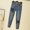 Plus size Women Korean Nine-point Jeans Spring Autumn Casual Stretch Pants Women's With Diamonds Slim Basic Jeans 4XL