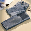Plus size Women Korean Nine-point Jeans Spring Autumn Casual Stretch Pants Women's With Diamonds Slim Basic Jeans 4XL