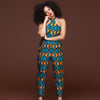 Plus size sleeveless strappy Dashiki African Print jumpsuit women romper 2022 summer halter sexy off shoulder long pant outfits