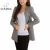 Plus size women casual slim single buttons work business blazer suits long sleeve notched plaid femme office blazers spring