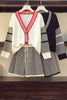 Plus size women's 2022 spring fat sister V-neck contrast knitted cardigan + plaid shorts age reduction suit
