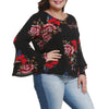 Plus size xl-5xl shirts chiffon floral printed Spring Autumn blouses flare sleeves 2022 female large size Top shirt WS9317Y