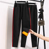 Plus velvet thick warm jeans women's plus size autumn and winter style side stripes retro high waist nine-point harem pants