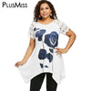 Plus Size 5XL 4XL XXXL Flower Floral Print Lace Crochet Sleeve Long Blouse Shirt Women White Short Sleeve Tops Big Size