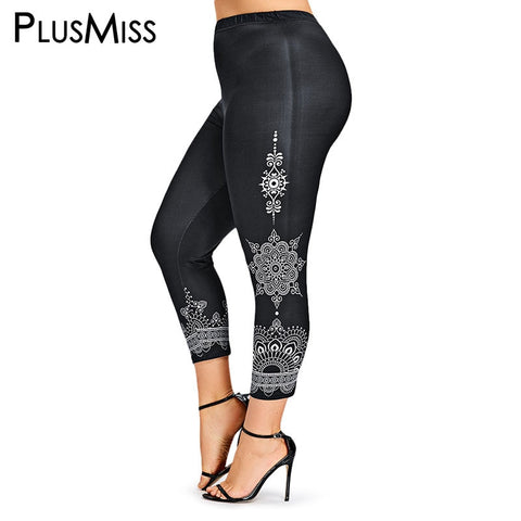 Plus Size 5XL Sexy High Elastic Waist Ethnic Print Boho Leggings Women Skinny Leggins Pants Capri Summer 2022 Legins