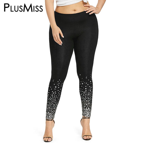 Plus Size 5XL Summer Stars Printed Leggings Fitness Stretch Leggins Capri High Waist Sexy Skinny Legins 2022 Big Size