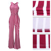 2022 Women Long Stripe Jumpsuit Hanging Neck Backless Sexy Party Jumpsuit Sleeveless Beach Ladies Summer Jumpsuit Romper