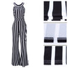 2022 Women Long Stripe Jumpsuit Hanging Neck Backless Sexy Party Jumpsuit Sleeveless Beach Ladies Summer Jumpsuit Romper