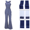 2022 Women Long Stripe Jumpsuit Hanging Neck Backless Sexy Party Jumpsuit Sleeveless Beach Ladies Summer Jumpsuit Romper