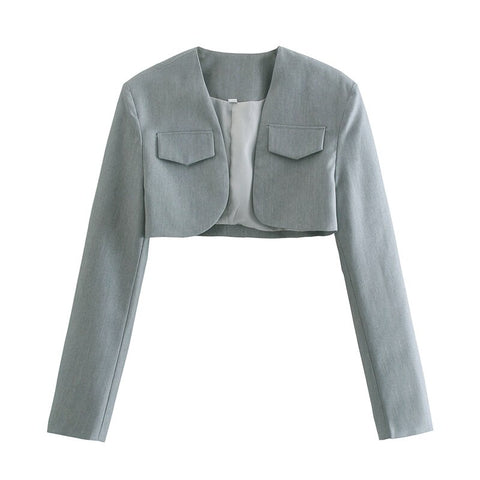 Pockets Long Sleeve Slim Blazer For Lady 2023 Solid Color Blazer Camis Skirt Three Pieces Female Asymmetrical Short Skirt Girl