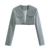 Pockets Long Sleeve Slim Blazer For Lady 2023 Solid Color Blazer Camis Skirt Three Pieces Female Asymmetrical Short Skirt Girl