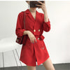 Polyester With Belt Suits Women Blazer Double Breasted Women Blazers and Jackets Long Blazer Women Work Office Fashion 2022 Red
