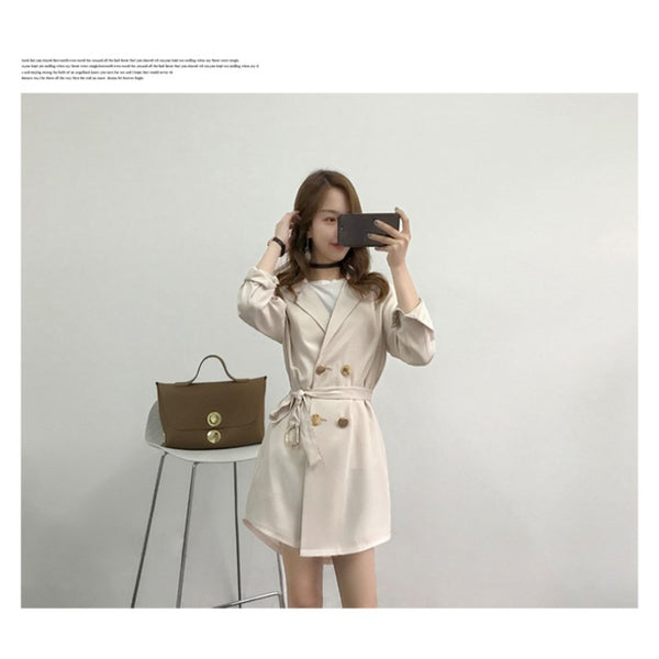 Polyester With Belt Suits Women Blazer Double Breasted Women Blazers and Jackets Long Blazer Women Work Office Fashion 2022 Red
