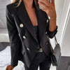 Popular Suit Coat  Double-breasted Placket Windproof Office Blazer  Autumn Office Lady Lapel Formal Suit Jacket