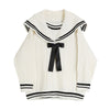 Preppy Style Kawaii School Student Knitted Pullovers Sweater Women Autumn Winter Long Sleeve Sailor Collar Casual Knitwear Top