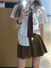 Preppy Style Suit Summer Women's Thai School Uniform Thin Cardigan JK Uniform Skirt Two-Piece Set women suits