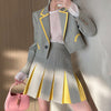 Preppy Style Women's Sets with Pleated Skirt 2 Piece Short Jacket Blazers and Skirt Two Piece Suits Femenino Outfits Y2k Clothes