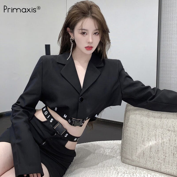 Primaxis Women's jacket coat female blazer tracksuit two piece set outerwear Blazer woman High-waisted Suits with skirt