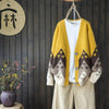 Print Cardigan Women Single Breasted Knitted Sweater Winter Loose Vintage Cardigan Sweater Long Sleeve VNeck Knitwear Pull Femme