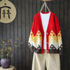 Print Cardigan Women Single Breasted Knitted Sweater Winter Loose Vintage Cardigan Sweater Long Sleeve VNeck Knitwear Pull Femme