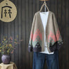 Print Cardigan Women Single Breasted Knitted Sweater Winter Loose Vintage Cardigan Sweater Long Sleeve VNeck Knitwear Pull Femme