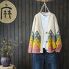 Print Cardigan Women Single Breasted Knitted Sweater Winter Loose Vintage Cardigan Sweater Long Sleeve VNeck Knitwear Pull Femme