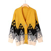Print Cardigan Women Single Breasted Knitted Sweater Winter Loose Vintage Cardigan Sweater Long Sleeve VNeck Knitwear Pull Femme