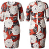 Print Dress African Women Elegant Ladies Waist Belt Three Quarter Sleeve Midi Bodycon Office Package Hip Classy Modest Femme New