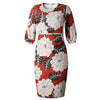 Print Dress African Women Elegant Ladies Waist Belt Three Quarter Sleeve Midi Bodycon Office Package Hip Classy Modest Femme New