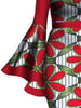 Print Floral Dresses African Women 2023 Summer Flare Sleeve Bodycon Round Neck Elegant Female Red Cocktail Party Dresses