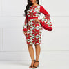 Print Floral Dresses African Women 2023 Summer Flare Sleeve Bodycon Round Neck Elegant Female Red Cocktail Party Dresses